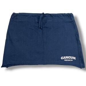 Red Cancun Cozumel Womens Mini Skirt Lightweight Blue White Drawstring Large